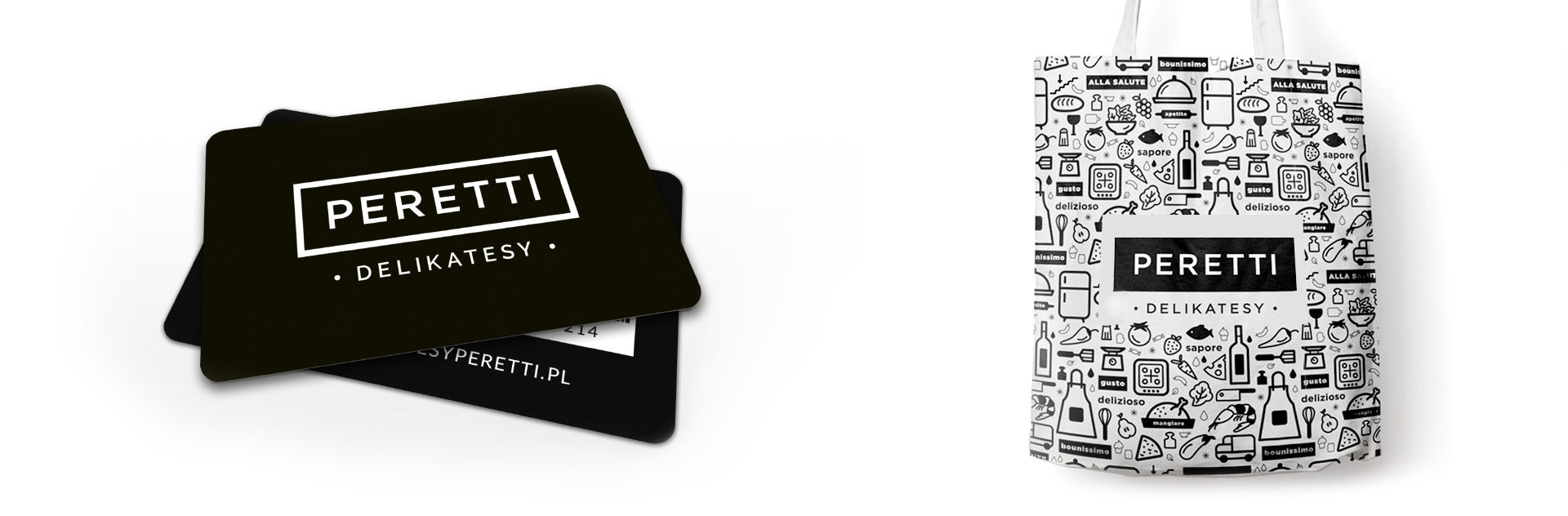 Design of loyality card and material bag for Peretti
